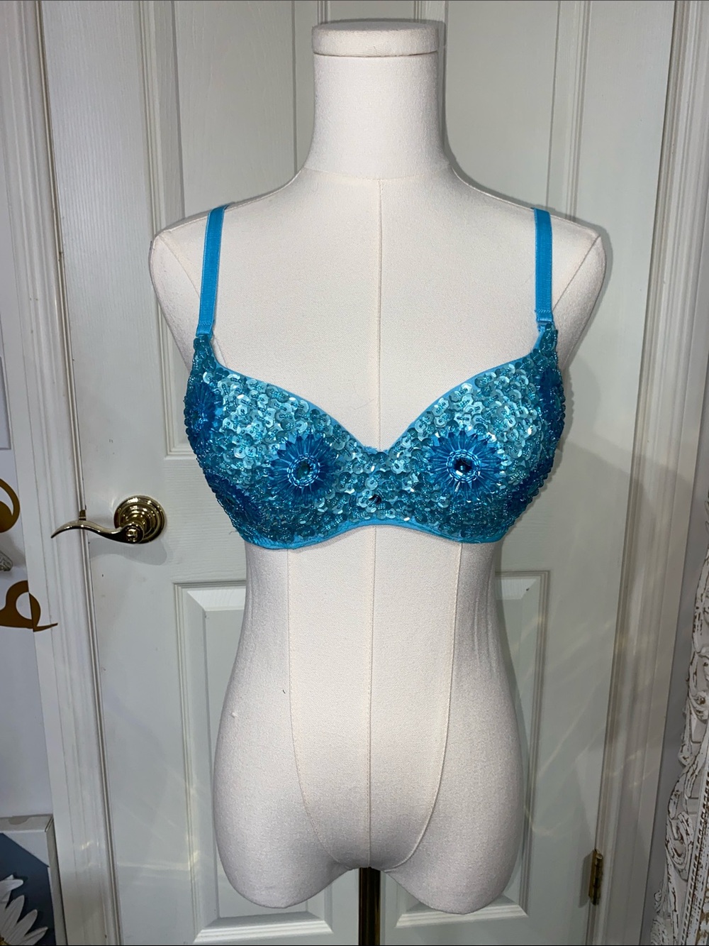 Blue Sequins and Beads Festival Bra